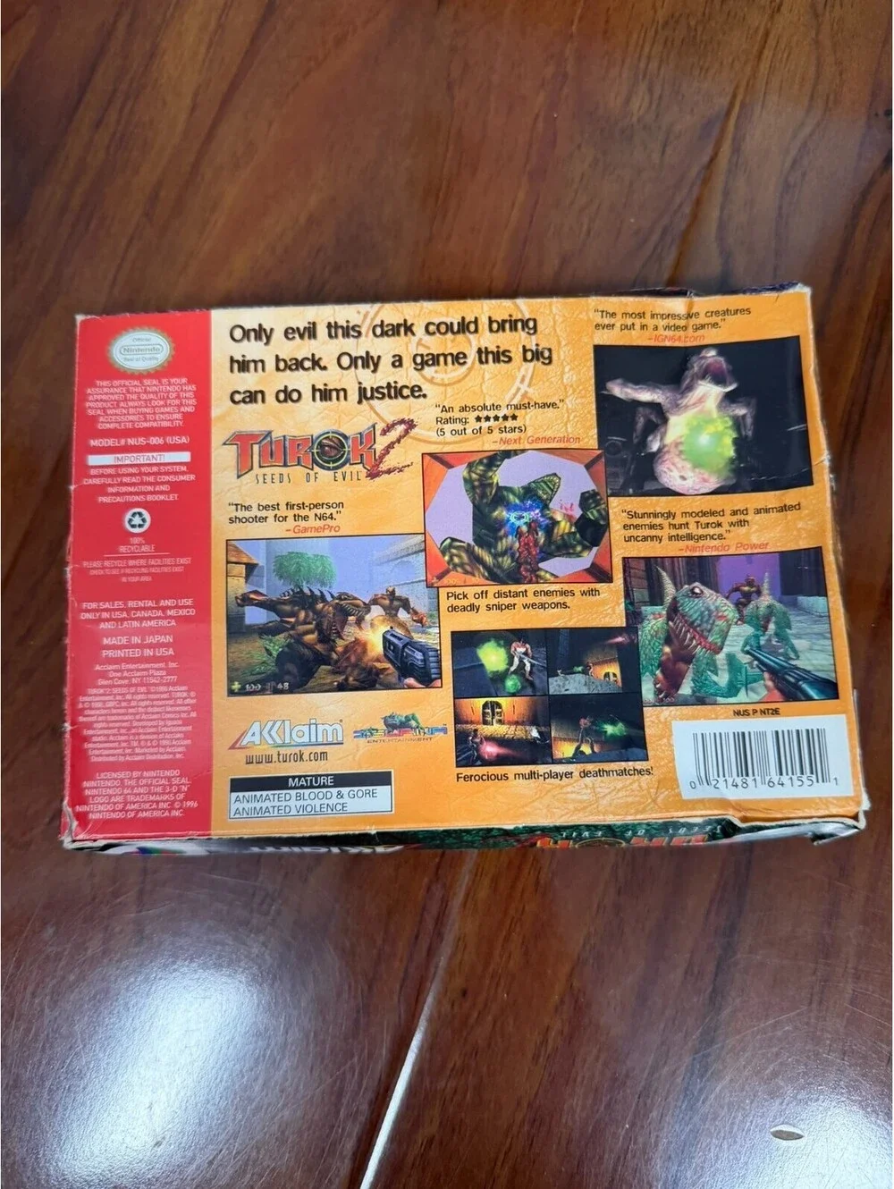 Turok 2 Seeds of Evil Nintendo 64 N64 CIB Black Acclaim Complete with Manual